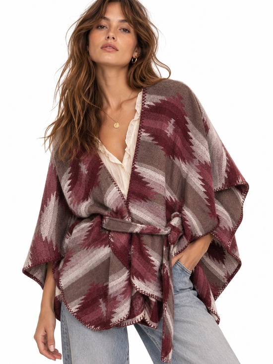 Maurices Jackets & Blazers - NWT Maurice’s Southwestern Aztec Knit Reversible Tie Poncho Shawl